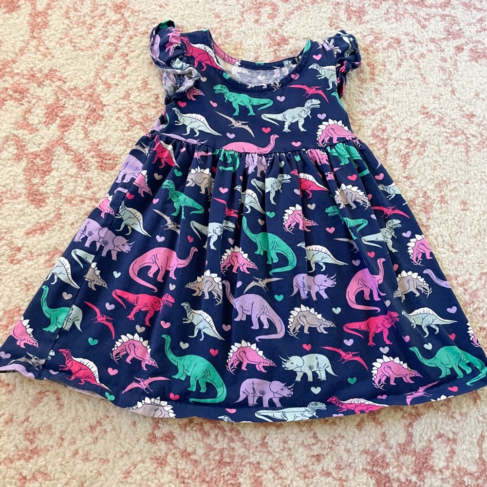 Toddler Girl Dinosaur Ruffle Sleeve Dress